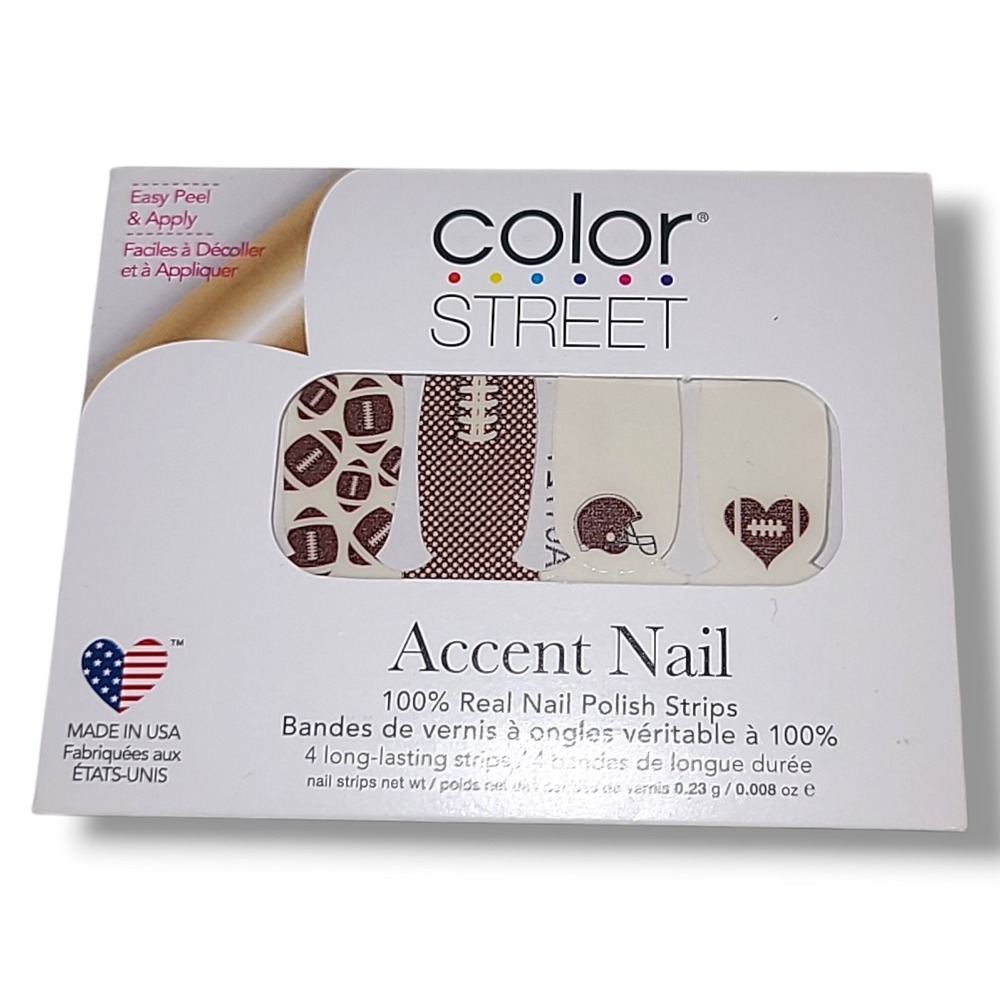 Color Street Huddle Buddie Accent Nail Polish Strips NOS Football USA